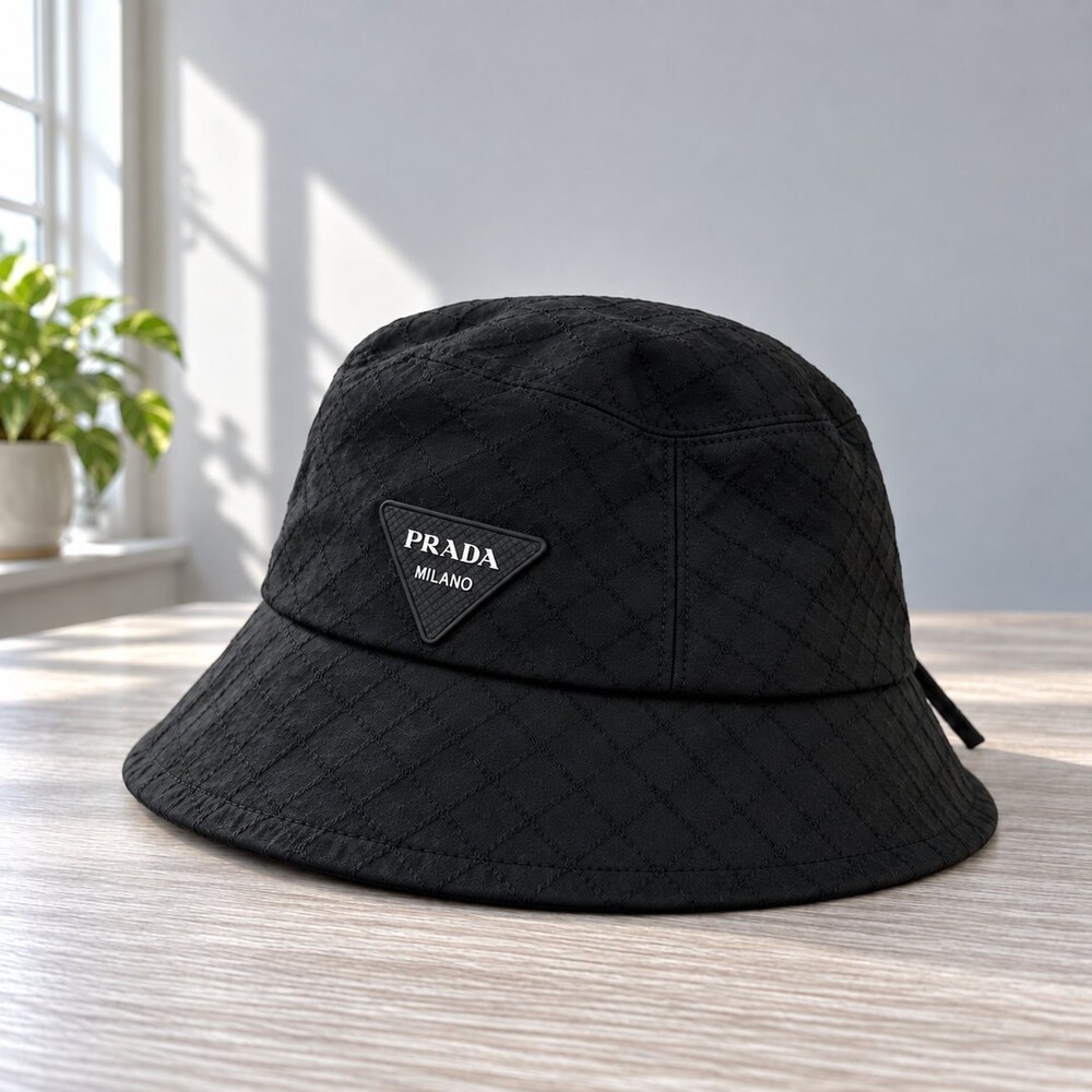 Prada Black Diamond-Texture Bucket Hat - Picture 4 of 6